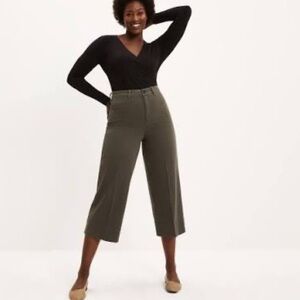 frank & oak - josephine cropped wide-leg pant s Women's Olive Green size 8